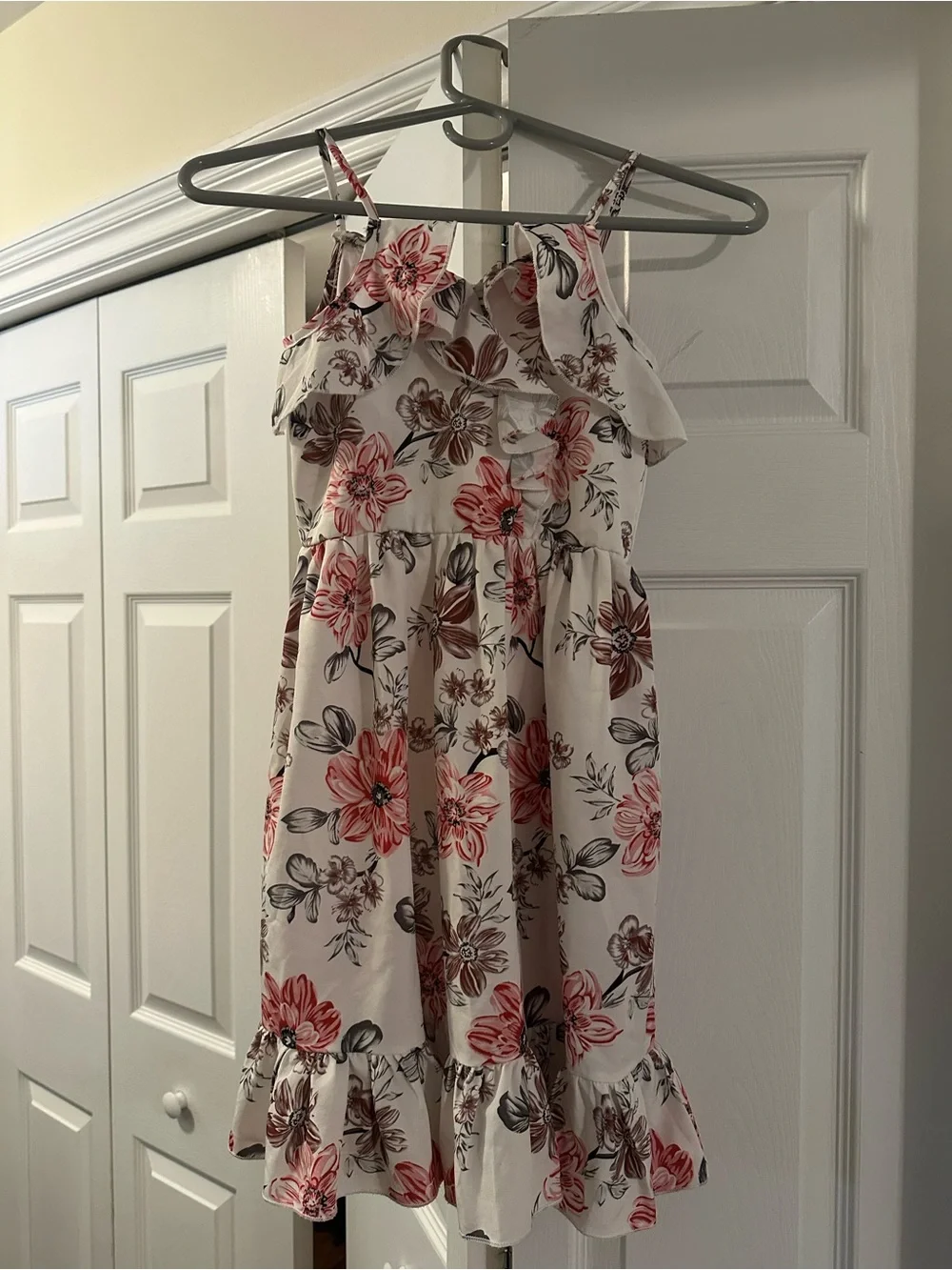 Blue and White Striped Dress size 6/7 and Floral Dress Size 7
